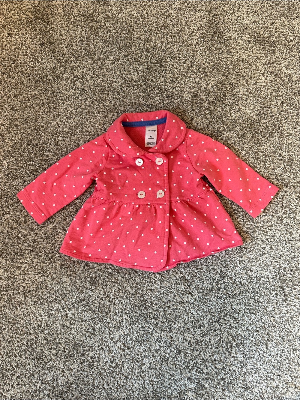 Carter's Coral Pink Polka Dot Peacoat for Girls